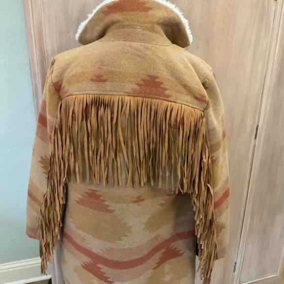 IDYLLWIND Miranda Lambert NETTIE SHERPA BLANKET COAT fringe penny lane coat S - Picture 8 of 16